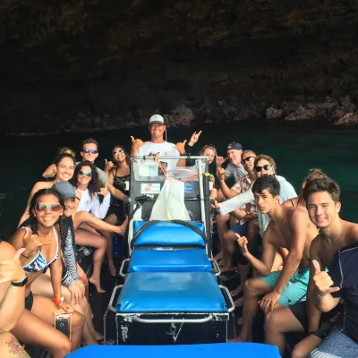 a group of people posing for the camera