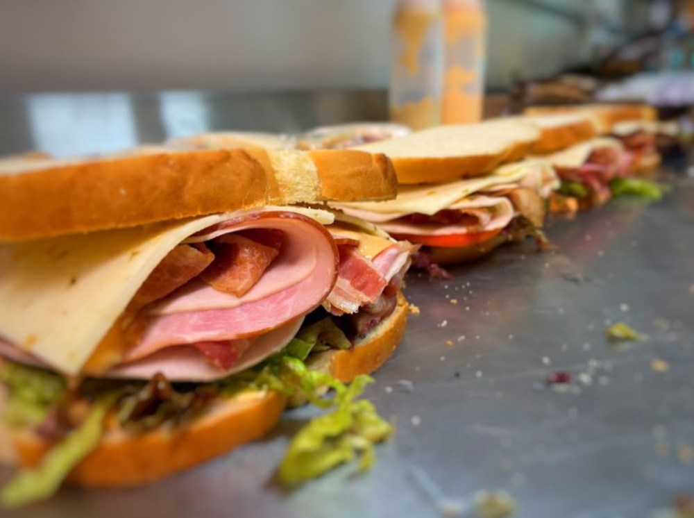 a close up of a sandwich